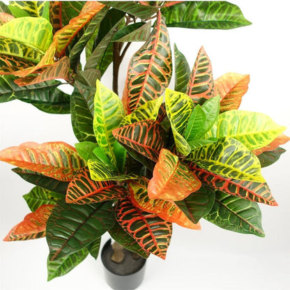 140cm Codiaeum Tree - Artificial with 179 Leaves for Colourful Spaces