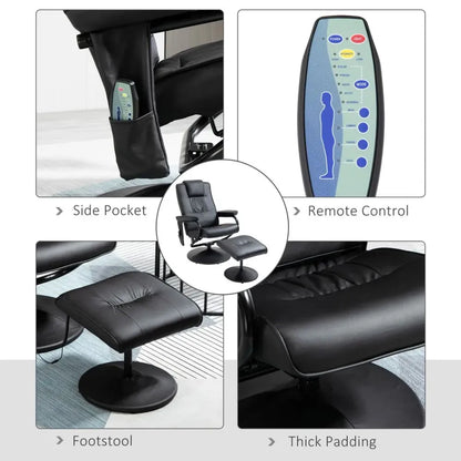 Black Freestanding Living Room Chair with High-Density Cushion and Footrest