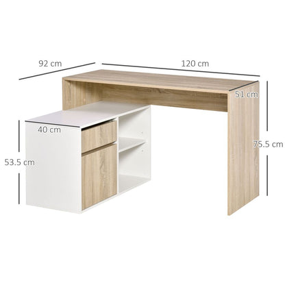 Oak and White L-Shaped Corner Computer Desk for Efficient Workspace Organisation