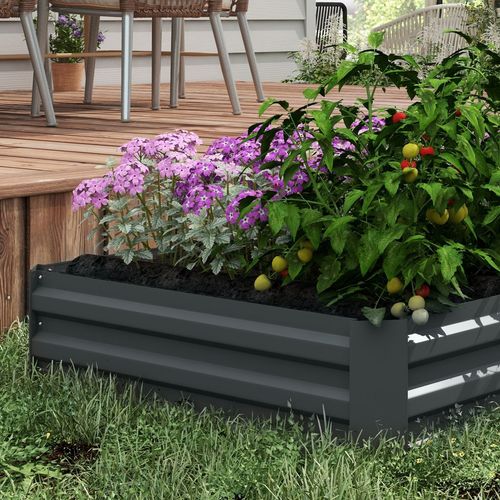 Galvanised Raised Garden Bed Set - 2 Easy-Setup Planter Boxes