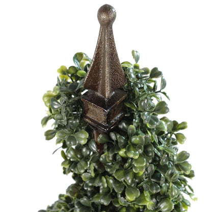 90cm (3ft) Tall Artificial Boxwood Tower Tree with Spiral Top and Metal Base