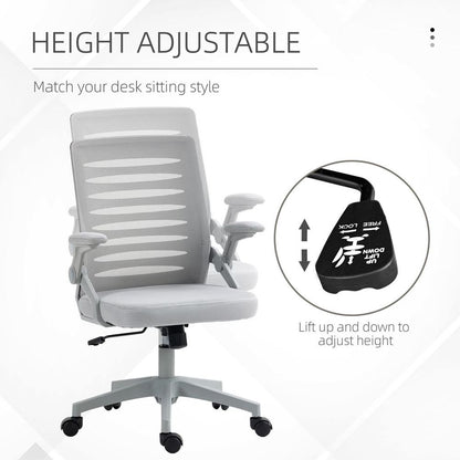 Grey Mesh Task Chair for Home Office with Lumbar Support and Armrests for Comfort