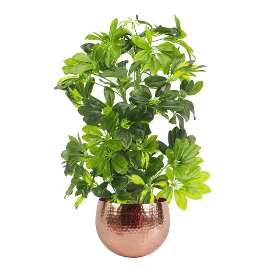 75cm Artificial Gold Capella Arboricola Plant in Copper Metal Planter