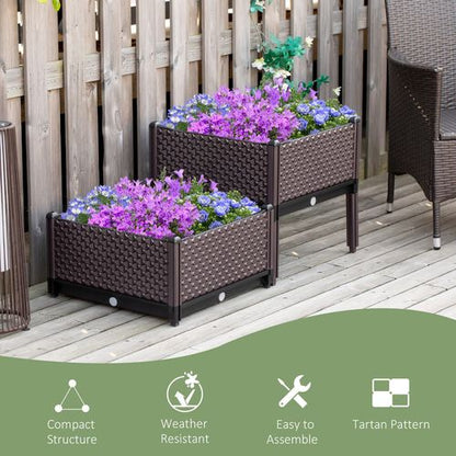 Elevate Your Garden: 2-Piece Raised Planter Bed for Easy Plant Care!