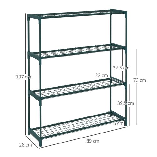 4-Tier Dark Green Steel Plant Stand - Showcase Your Greenery!