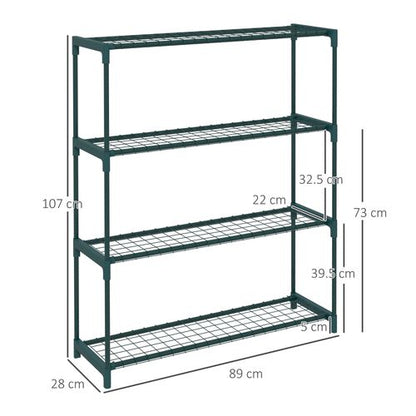 4-Tier Dark Green Steel Plant Stand - Showcase Your Greenery!