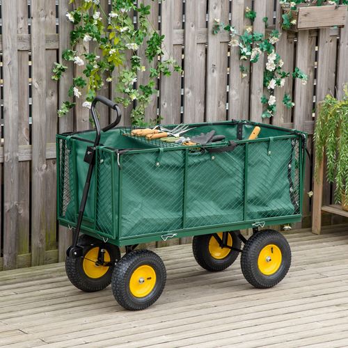 Heavy-Duty 4-Wheel Garden Trolley - Versatile Transport for All Landscapes