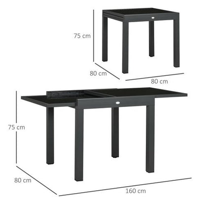 Versatile Extendable Outdoor Dining Table - Sturdy Aluminium & Glass Charm