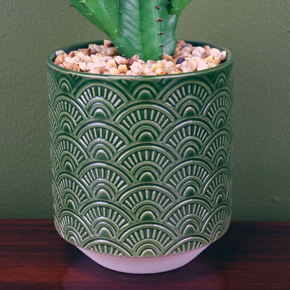 23cm Artificial Cactus Plant in Green Ceramic Planter