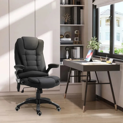 Black Executive Reclining Chair with Heating Massage Points for Comfort and Style