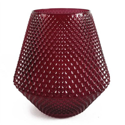 23cm Diamond Embossed Pink Glass Vase