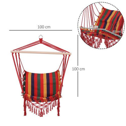 Vibrant Striped Hammock Chair - Indoor/Outdoor Comfort Swing