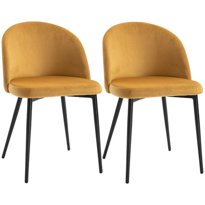 2 Modern Upholstered Fabric Bucket Seat Dining Chairs - Living Room, Yellow