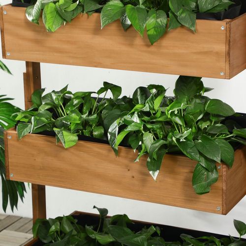 Vertical Wooden Planter: Four-Tiered Raised Garden Bed in Vibrant Orange