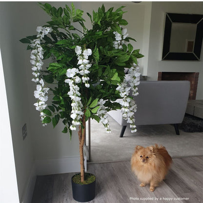 130cm Premium Quality Artificial Wisteria Tree with White Flowers - Luxurious Home Décor