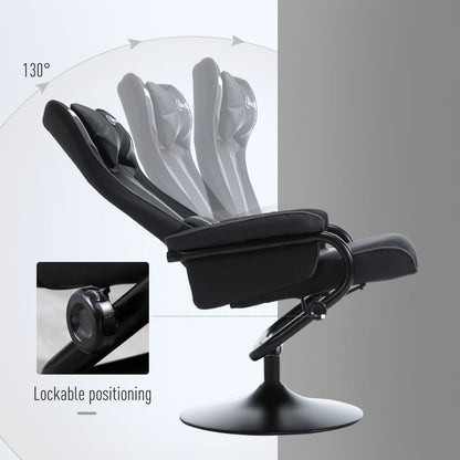 Deep Grey Racing Style Video Game Chair with Footrest Set and Pedestal Base