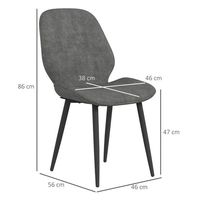 Set of 2 Upholstered Dining Chairs – Kitchen Chairs with Metal Legs – Grey