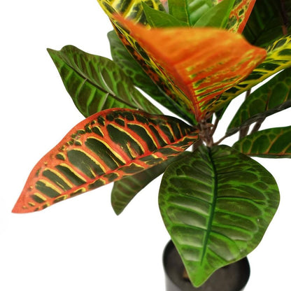 140cm Codiaeum Tree - Artificial with 179 Leaves for Colourful Spaces