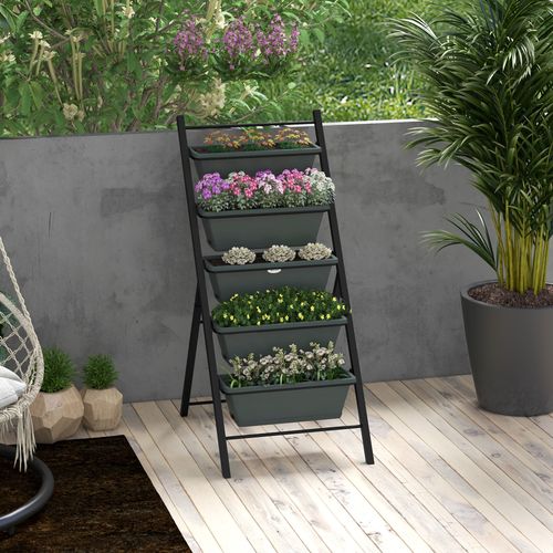 Vertical Raised Garden Bed: 5-Tray Design for Efficient Plant Growth