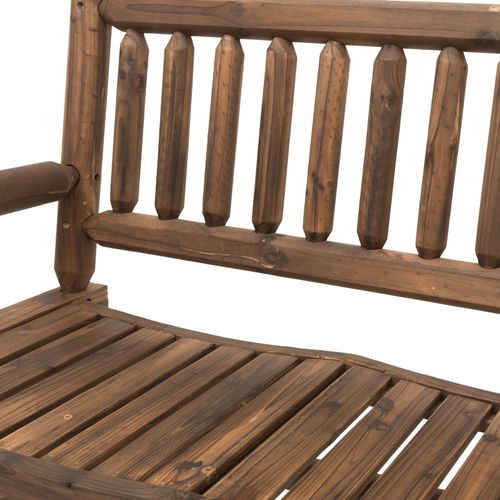 Rustic 2-Seater Rocking Bench with Curved Dark Stain Wood Frame