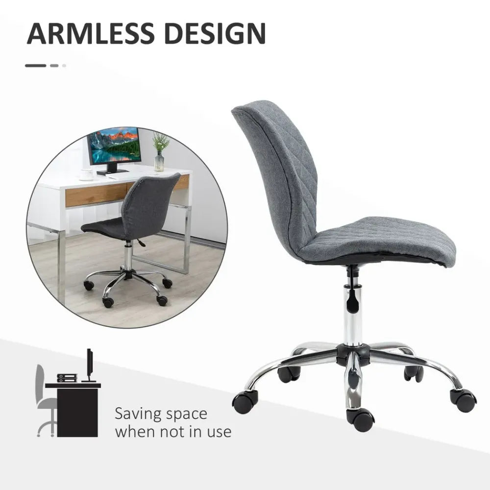 Grey Mid Back Ergonomic Office Chair with 360-Degree Swivel and Height Adjustment for Comfort