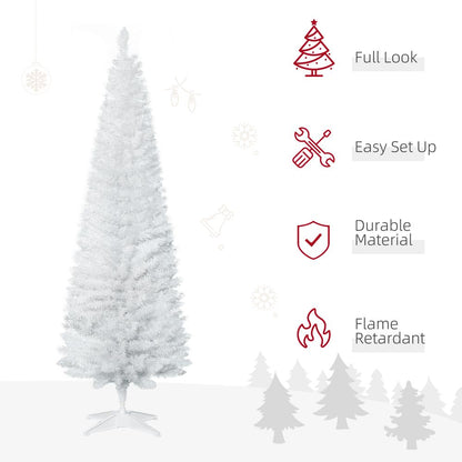 1.8m (6ft) Slim White Artificial Pine Pencil Christmas Tree - 390 Branch Tips