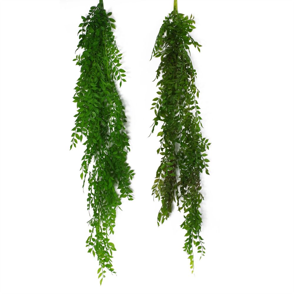 Set of 6 x 100cm Dark Green Artificial String of Pearls Fern Plants