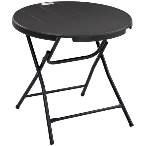 Foldable Garden Table for 4, Round Outdoor Dining Table with Steel Frame