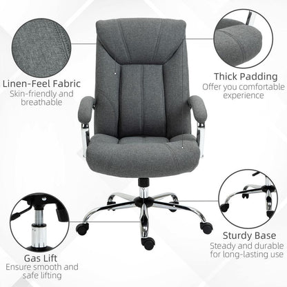 Grey High Back Home Office Chair with Armrests and Swivel Wheels for Comfort