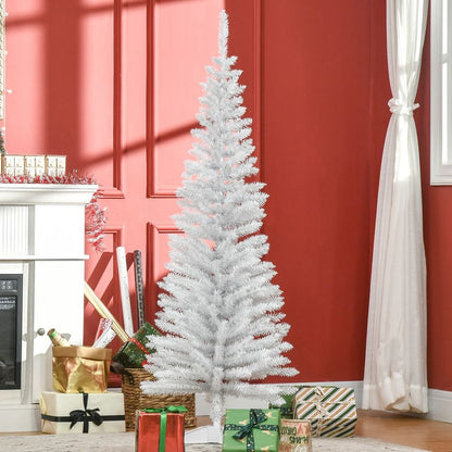 5FT Pencil Slim Artificial Christmas Tree with Sturdy Stand Tips in White