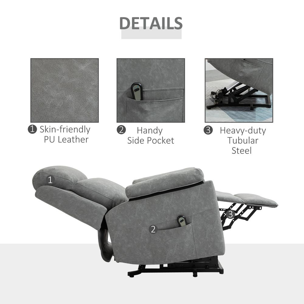 Grey Power Lift Chair with Electric Riser Function and Remote Control for Comfort