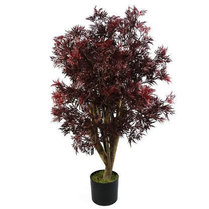 120cm Red Aralia Tree - Artificial and UV Resistant for Outdoor Enjoyment