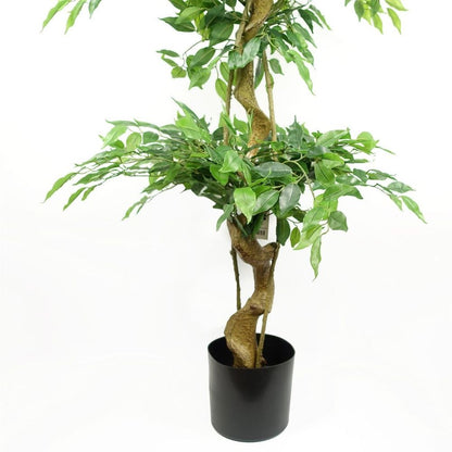 180cm Artificial Twisted Trunk Fruticosa Ficus Tree - Triple Ball Topiary - 1984 Leaves