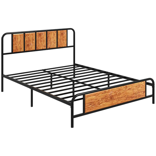 King Size Steel Bed Frame with Headboard, 160 x 207 cm in Elegant Brown