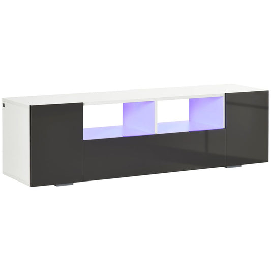 High Gloss TV Stand Cabinet for TVs up to 60" with LED Lights and Ample Storage