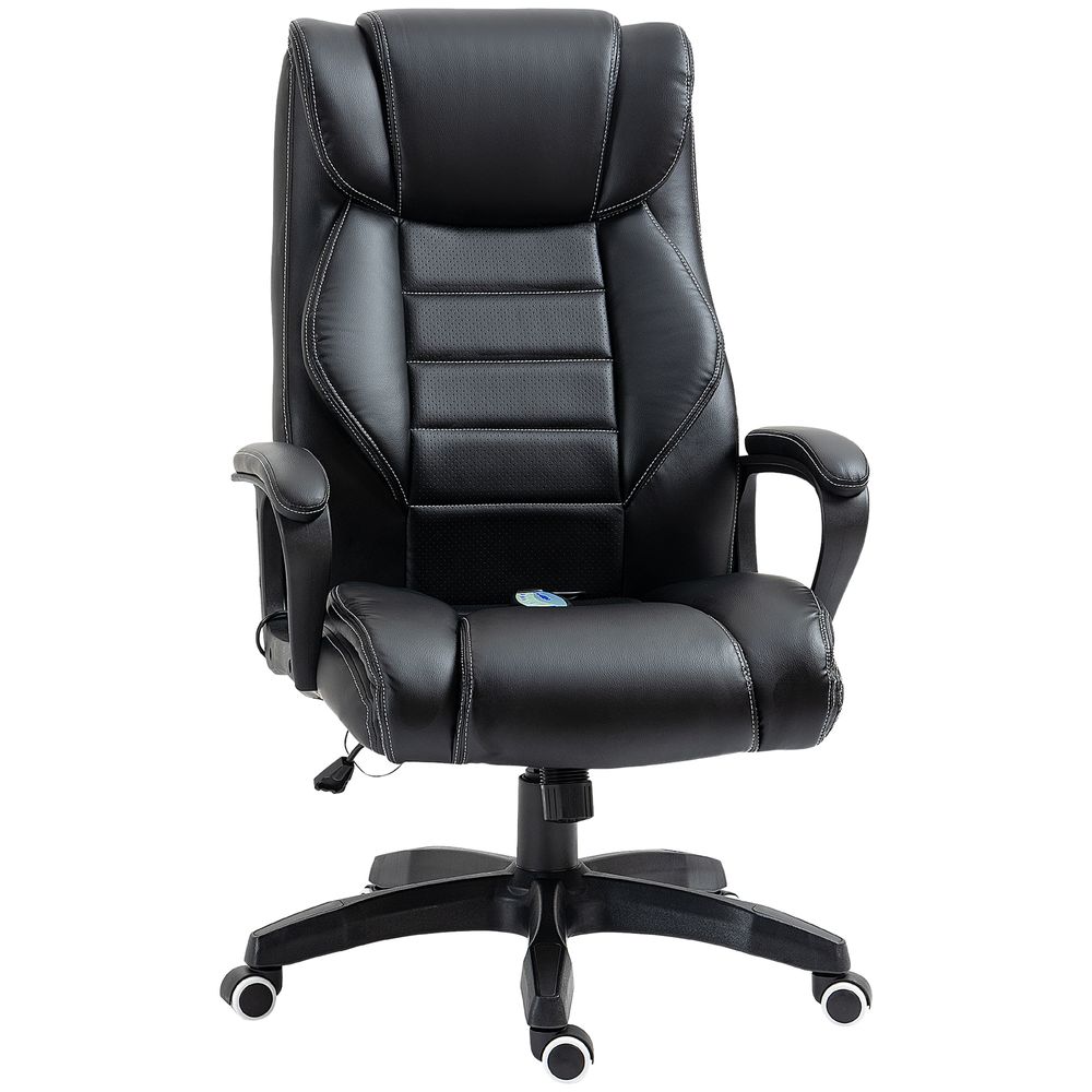 Black Executive Office Chair with High Back and 6-Point Vibration Massage