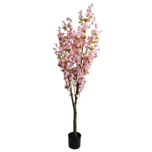 180cm Stunning Artificial Pink Cherry Tree - Beautiful Faux Floral Accent for Home Decoration