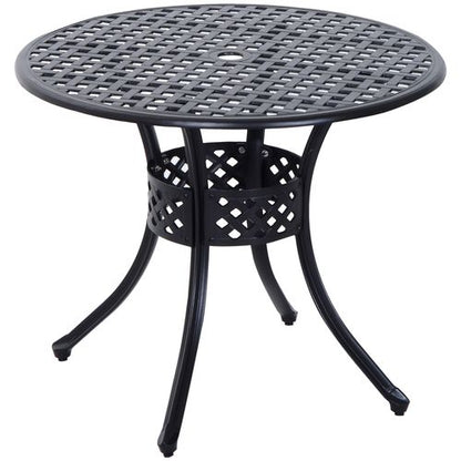 Stylish Round Aluminium Garden Dining Table with Umbrella Hole, Black