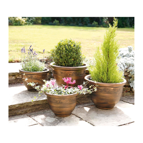 Elegant Bronze Wenlock Planters - Set of 4 for Timeless Garden Charm