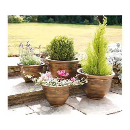 Elegant Bronze Wenlock Planters - Set of 4 for Timeless Garden Charm