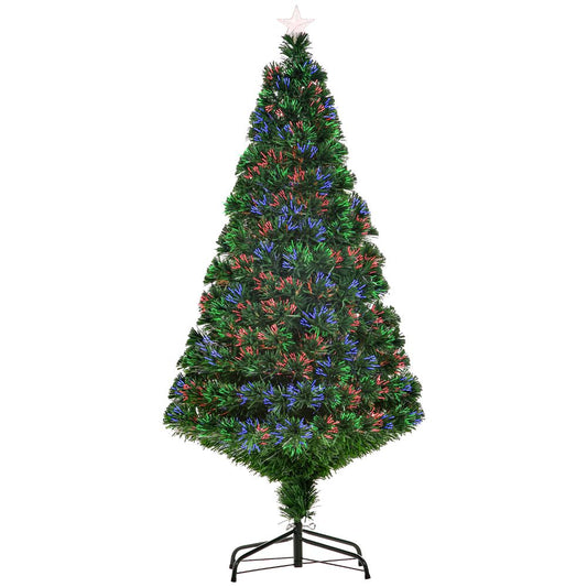 Pre-Lit 5ft Fibre Optic Artificial Christmas Tree with Multi-Colour Tree Topper