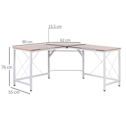 Oak Corner L-Shape Desk, Perfect for Home Office and Gaming Computer Workstation