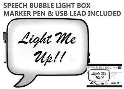 KNIGHT Speech Bubble Light Up Box with Erasable Pen & USB Lead, A4 Size Personalised Handwritten White LED Message Board - 30cm x 22cm x 5.5cm