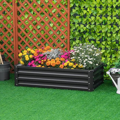 Grey Steel Raised Garden Bed Planter - Perfect for Vegetables & Flowers!