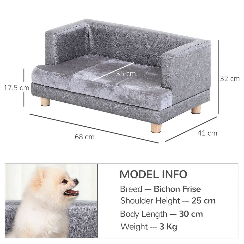 Soft Padded Grey Dog Sofa Bed and Kitten Couch for Small-Sized Dogs, Ideal for Cozy Lounging