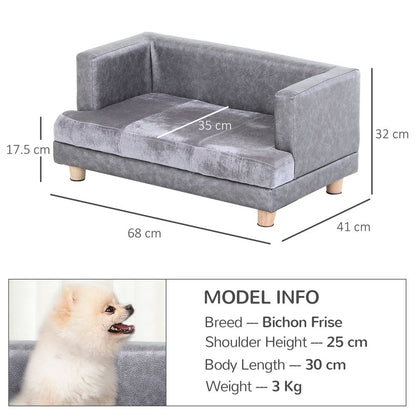 Soft Padded Grey Dog Sofa Bed and Kitten Couch for Small-Sized Dogs, Ideal for Cozy Lounging