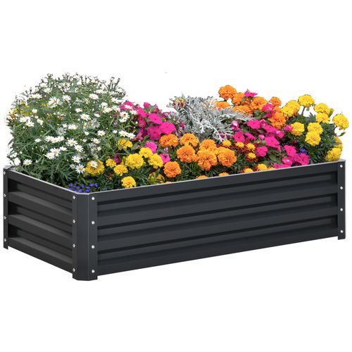 Grey Steel Raised Garden Bed Planter - Perfect for Vegetables & Flowers!