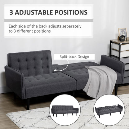 Grey 3-Seater Upholstered Sofa Bed with Recliner and Cupholders for Home Theatre