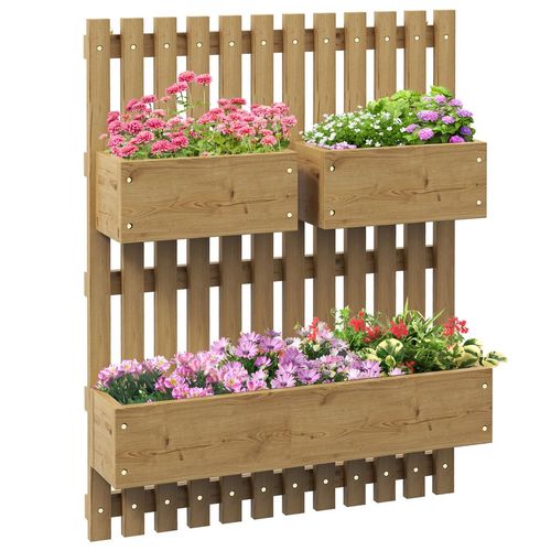 Wall-Mounted Wooden Garden Planters with Trellis for Versatile Planting