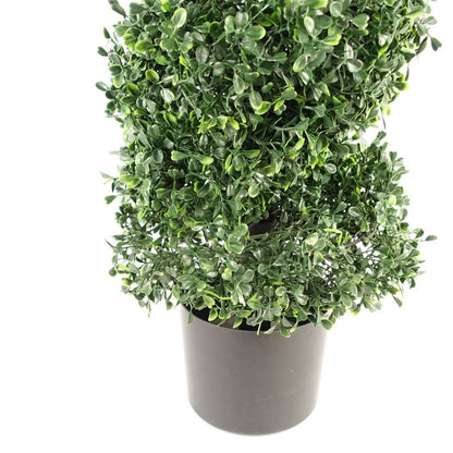 120cm UV Resistant Boxwood Tree - Spiral Topiary with 1058 Lush Leaves